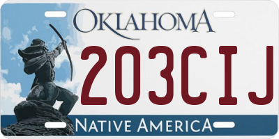 OK license plate 203CIJ