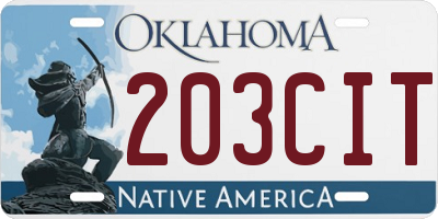 OK license plate 203CIT