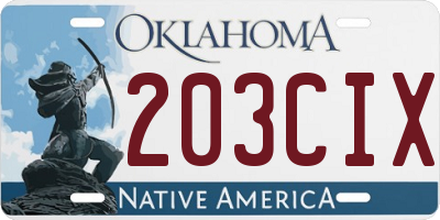 OK license plate 203CIX