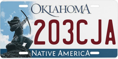 OK license plate 203CJA