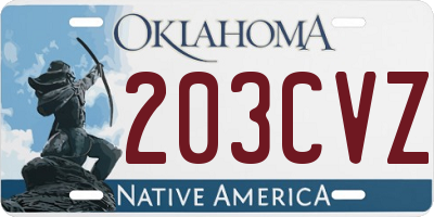 OK license plate 203CVZ