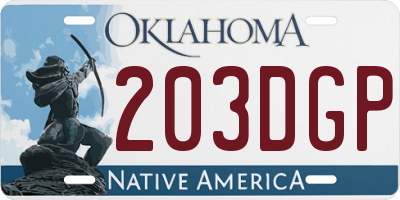 OK license plate 203DGP