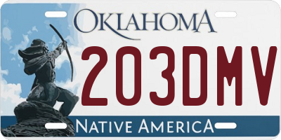 OK license plate 203DMV