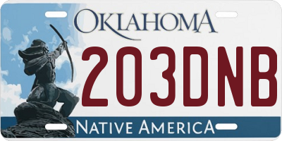 OK license plate 203DNB