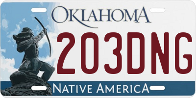 OK license plate 203DNG