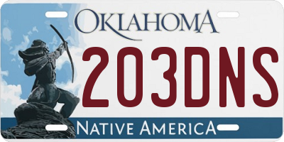 OK license plate 203DNS