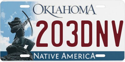OK license plate 203DNV
