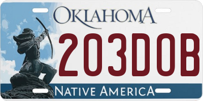 OK license plate 203DOB