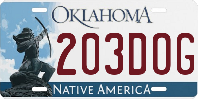 OK license plate 203DOG