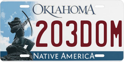 OK license plate 203DOM