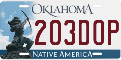 OK license plate 203DOP