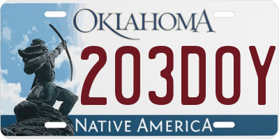 OK license plate 203DOY