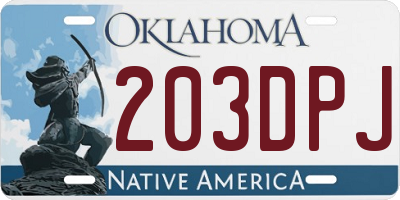 OK license plate 203DPJ