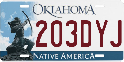 OK license plate 203DYJ
