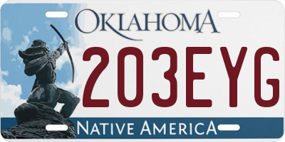 OK license plate 203EYG