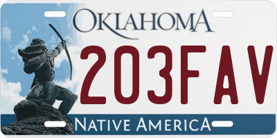 OK license plate 203FAV
