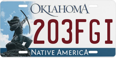 OK license plate 203FGI