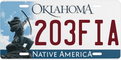 OK license plate 203FIA