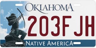 OK license plate 203FJH