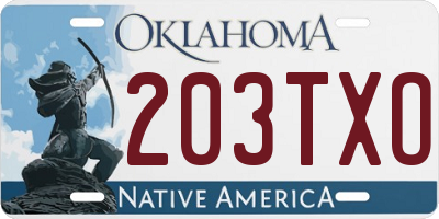 OK license plate 203TXO
