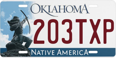 OK license plate 203TXP