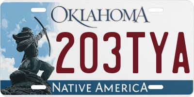 OK license plate 203TYA