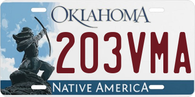 OK license plate 203VMA