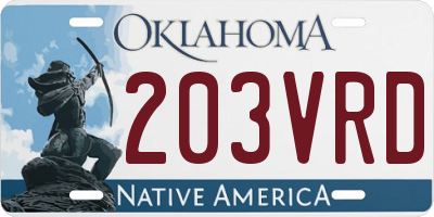 OK license plate 203VRD