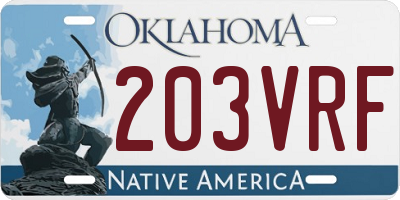 OK license plate 203VRF