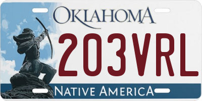 OK license plate 203VRL