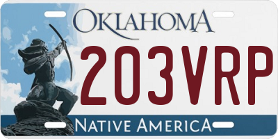 OK license plate 203VRP