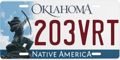 OK license plate 203VRT