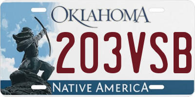 OK license plate 203VSB