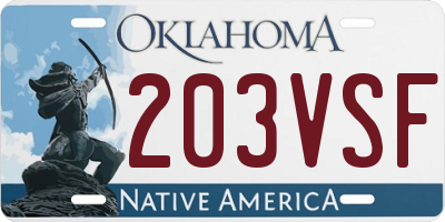 OK license plate 203VSF