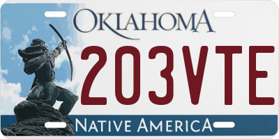 OK license plate 203VTE