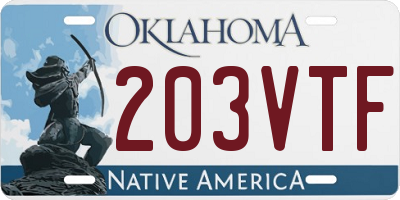 OK license plate 203VTF