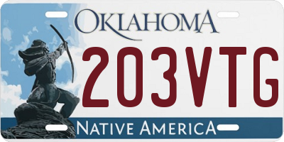 OK license plate 203VTG