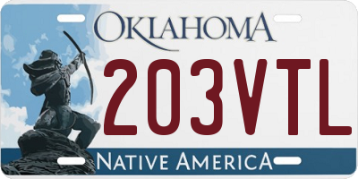 OK license plate 203VTL