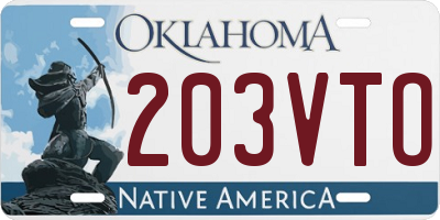 OK license plate 203VTO