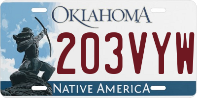 OK license plate 203VYW
