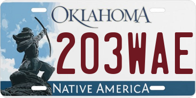 OK license plate 203WAE