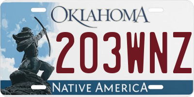 OK license plate 203WNZ