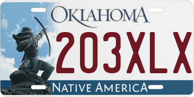 OK license plate 203XLX