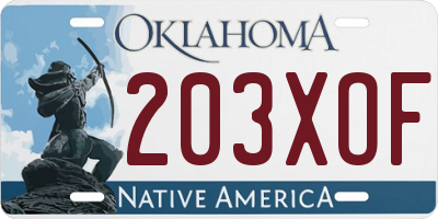 OK license plate 203XOF