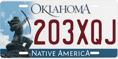 OK license plate 203XQJ