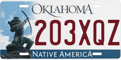 OK license plate 203XQZ