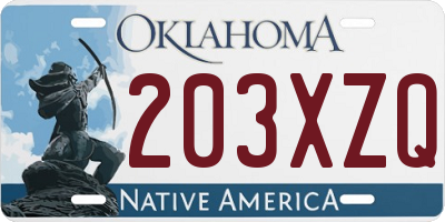 OK license plate 203XZQ