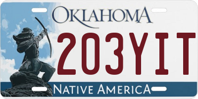 OK license plate 203YIT