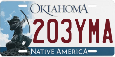 OK license plate 203YMA