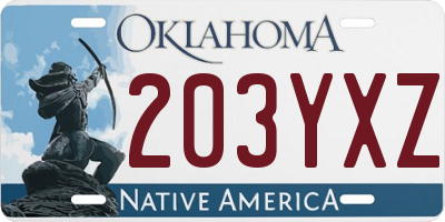 OK license plate 203YXZ